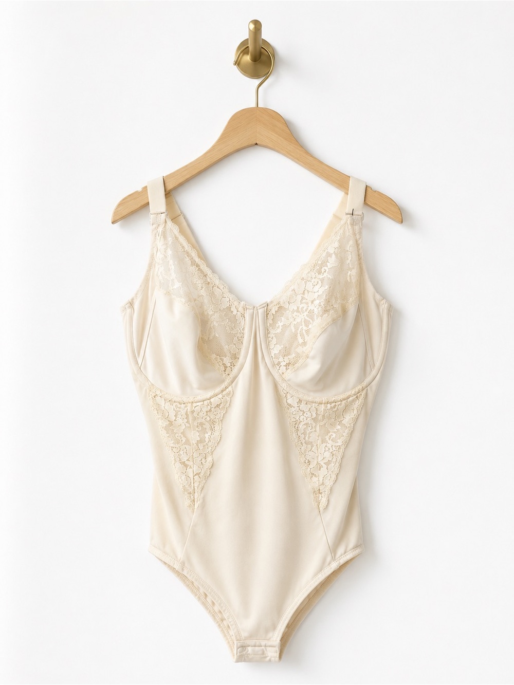 Women's Lace-Trim Shaping Bodysuit - Cream